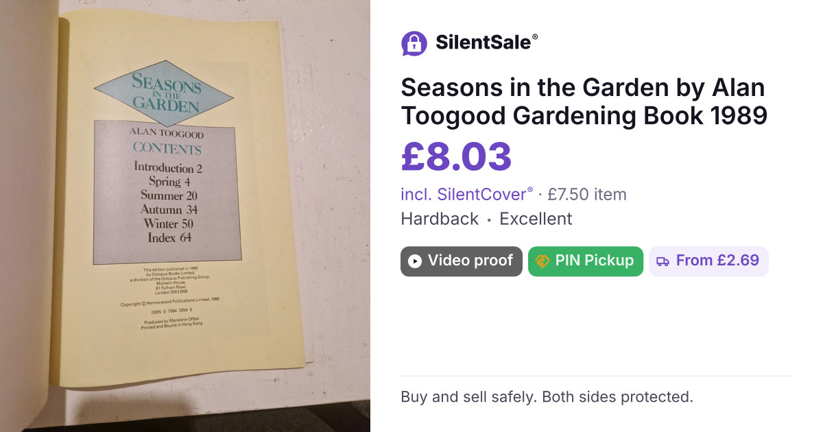 Seasons in the Garden by Alan Toogood Gardening Book 1989