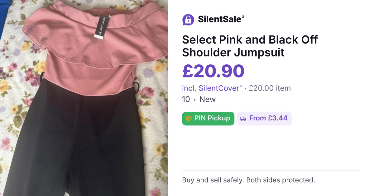 Select Pink and Black Off Shoulder Jumpsuit