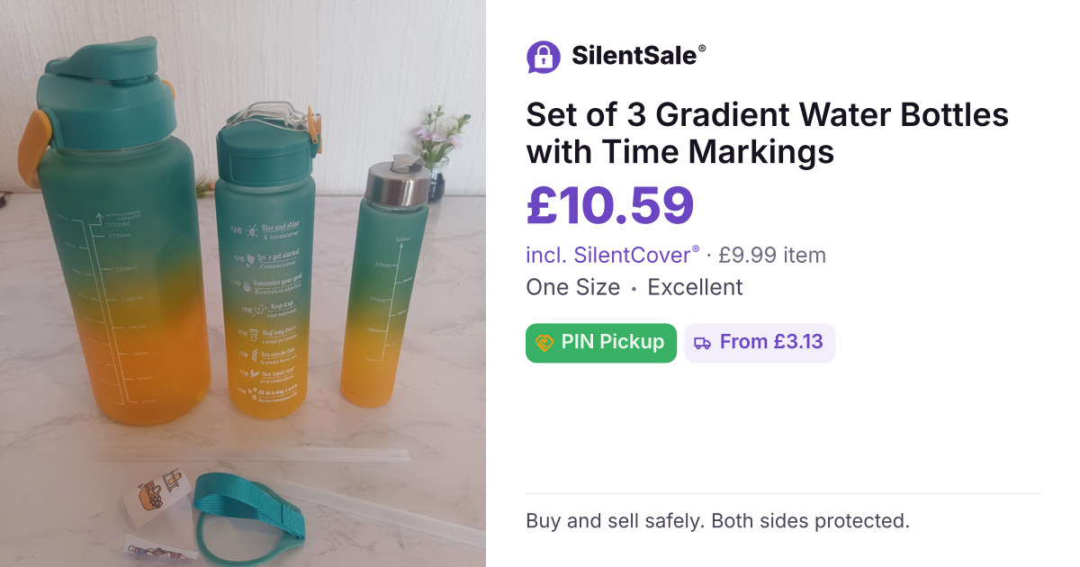 Set of 3 Gradient Water Bottles with Time Markings