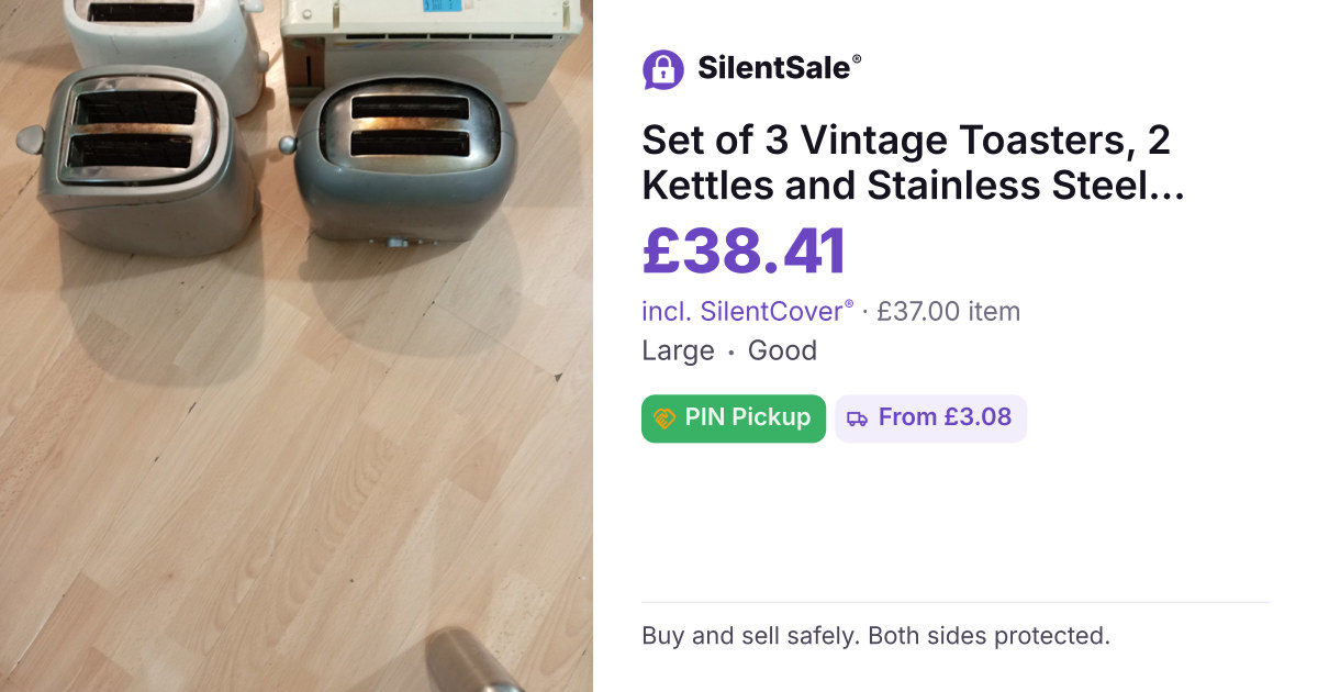 Set of 3 Vintage Toasters, 2 Kettles and Stainless Steel Water Bottle