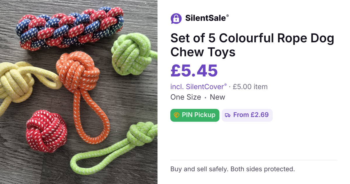 Set of 5 Colourful Rope Dog Chew Toys
