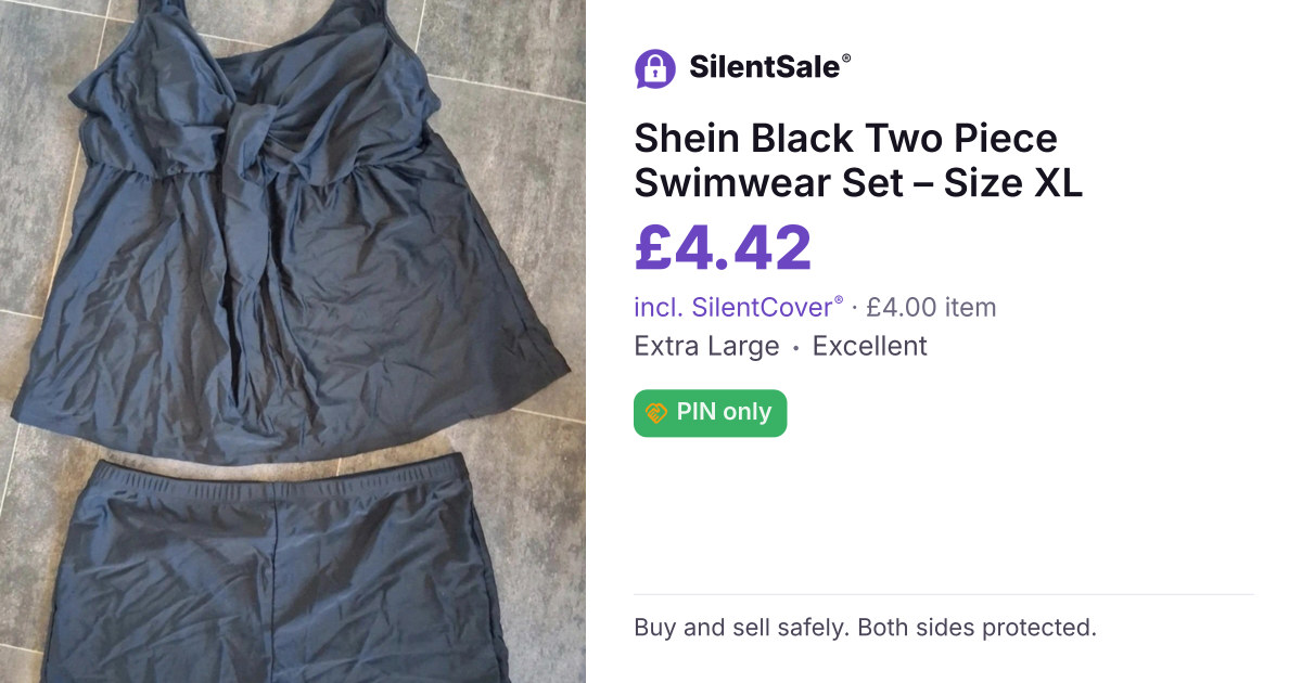 Shein Black Two Piece Swimwear Set – Size XL