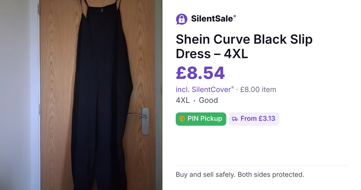 Shein Curve Black Slip Dress – 4XL