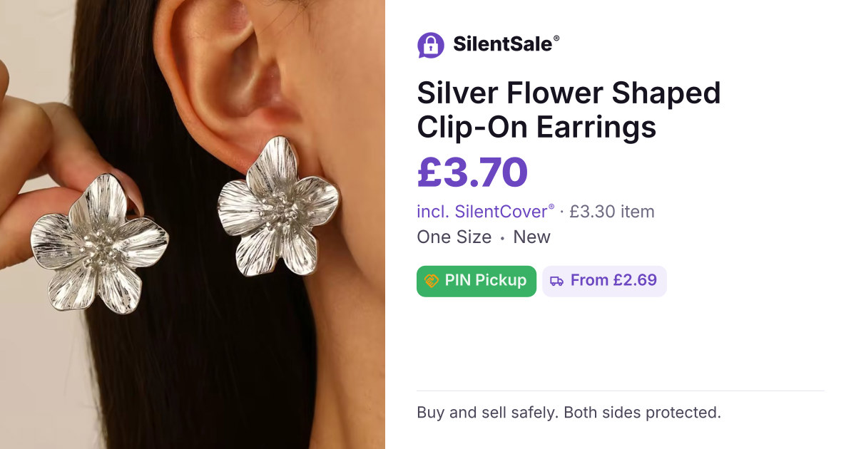 Silver Flower Shaped Clip-On Earrings