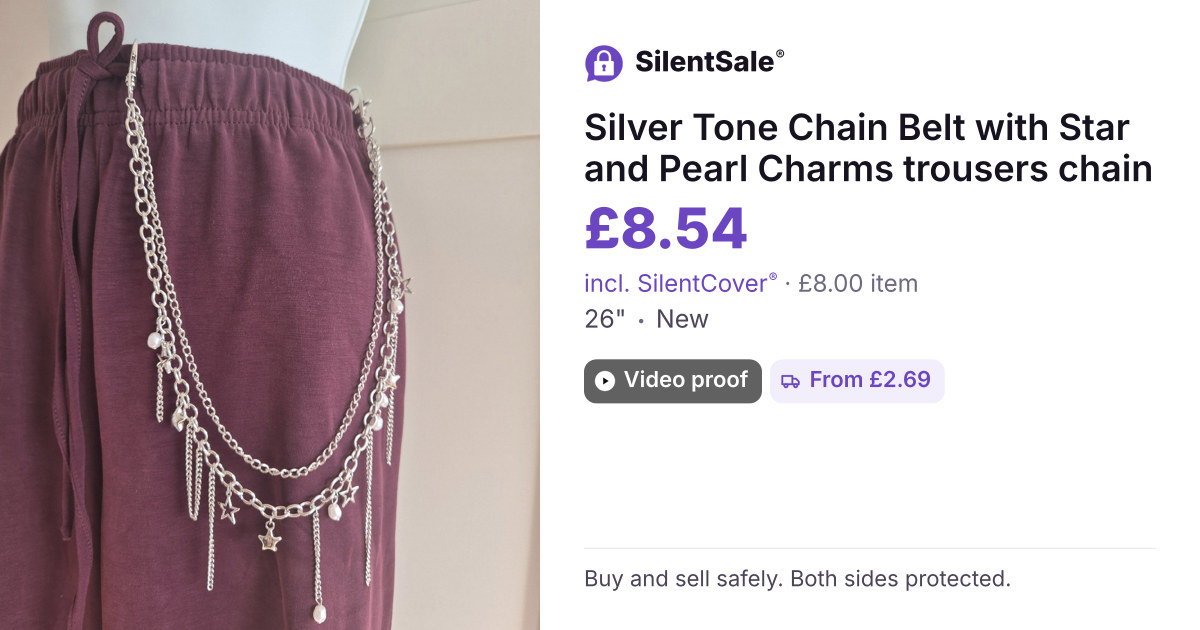 Silver Tone Chain Belt with Star and Pearl Charms trousers chain