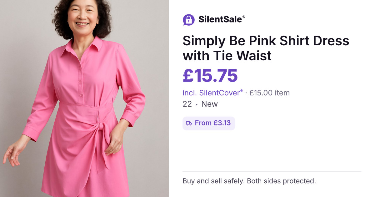 Simply Be Pink Shirt Dress with Tie Waist