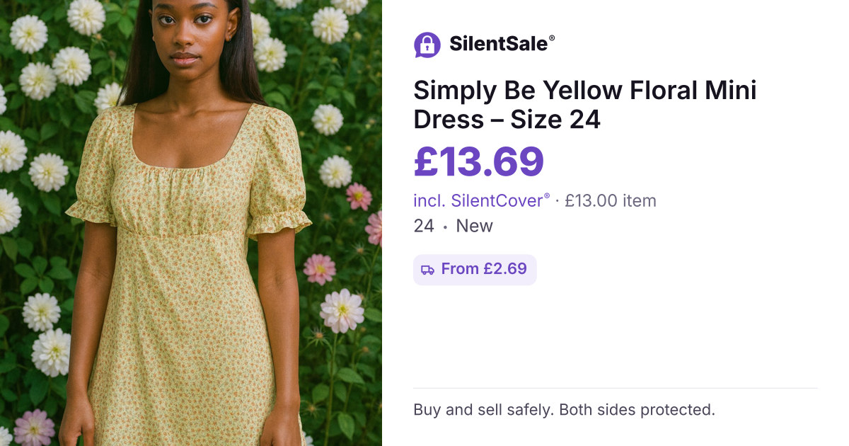 Simply Be Yellow Floral Mini Dress – Size 24