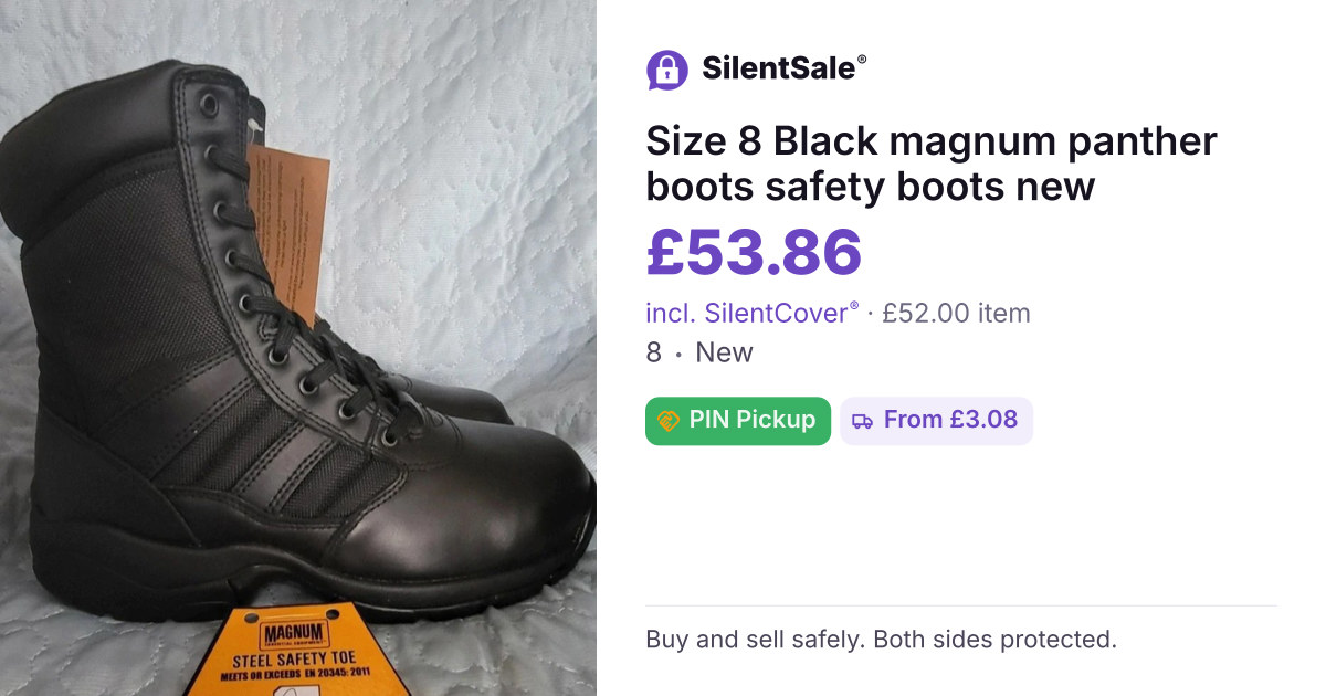 Size 8 Black magnum panther boots safety boots new