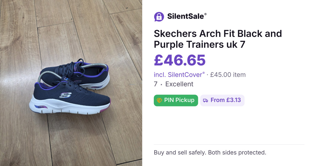 Skechers Arch Fit Black and Purple Trainers uk 7