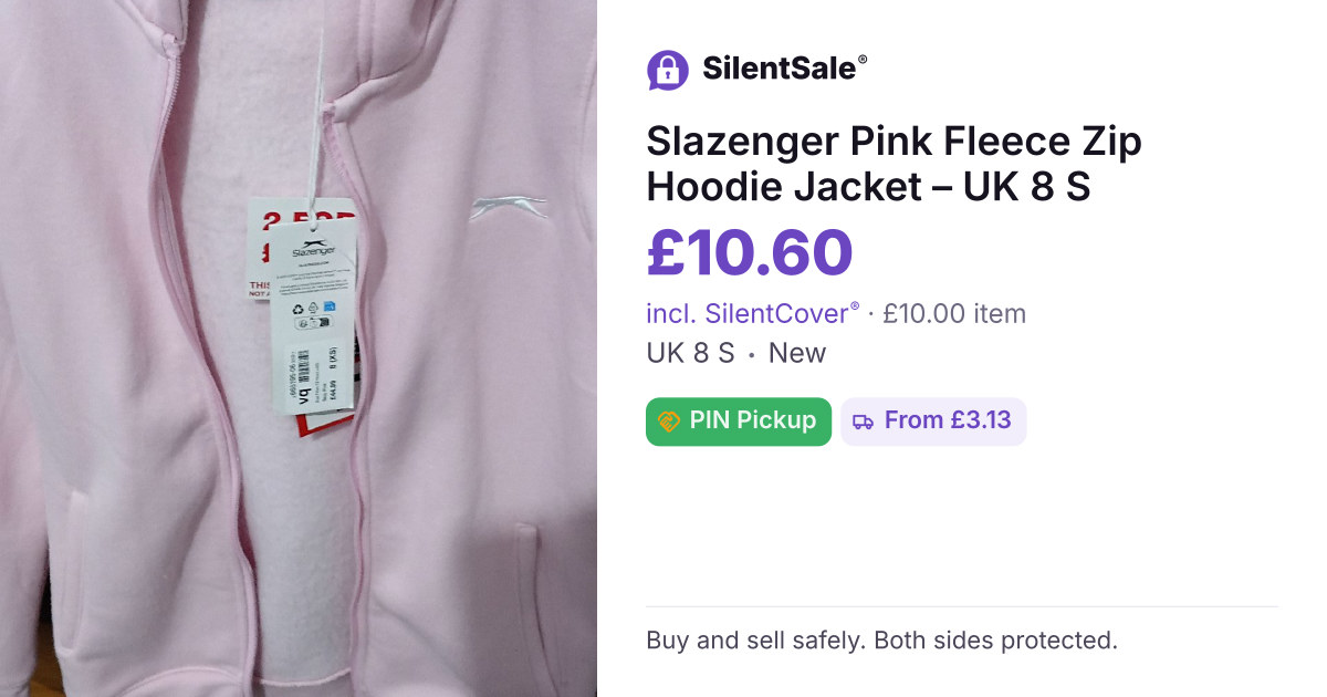 Slazenger Pink Fleece Zip Hoodie Jacket – UK 8 S