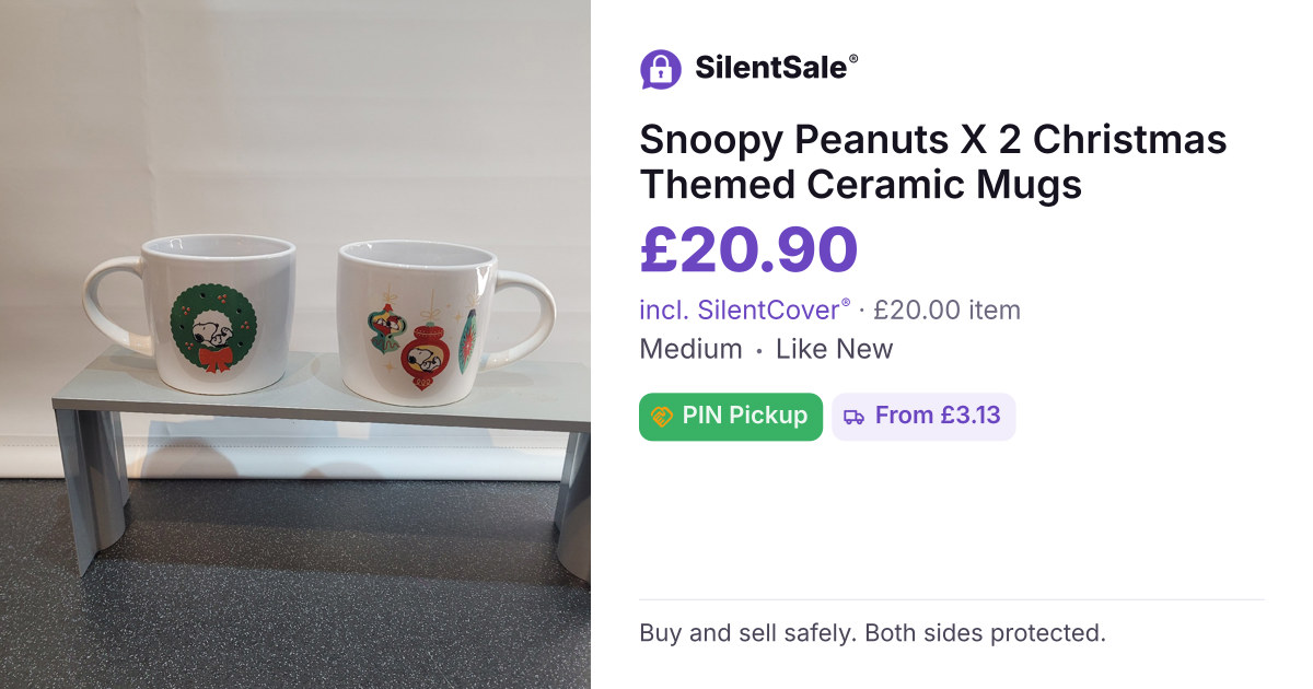 Snoopy Peanuts X 2 Christmas Themed Ceramic Mugs