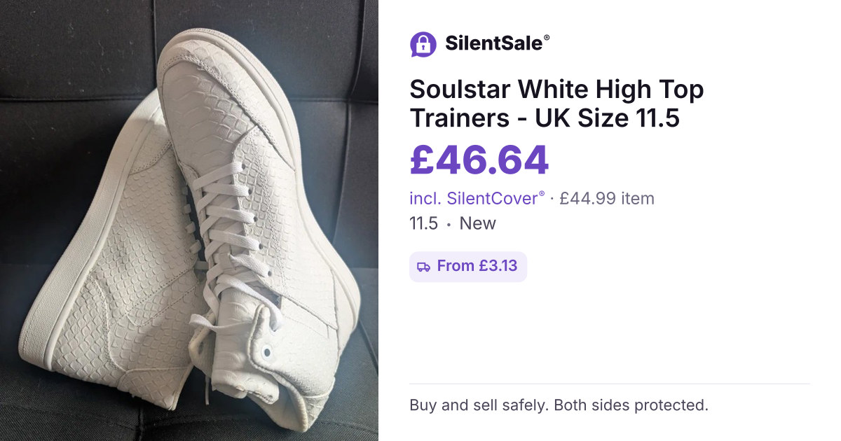Soulstar White High Top Trainers - UK Size 11.5