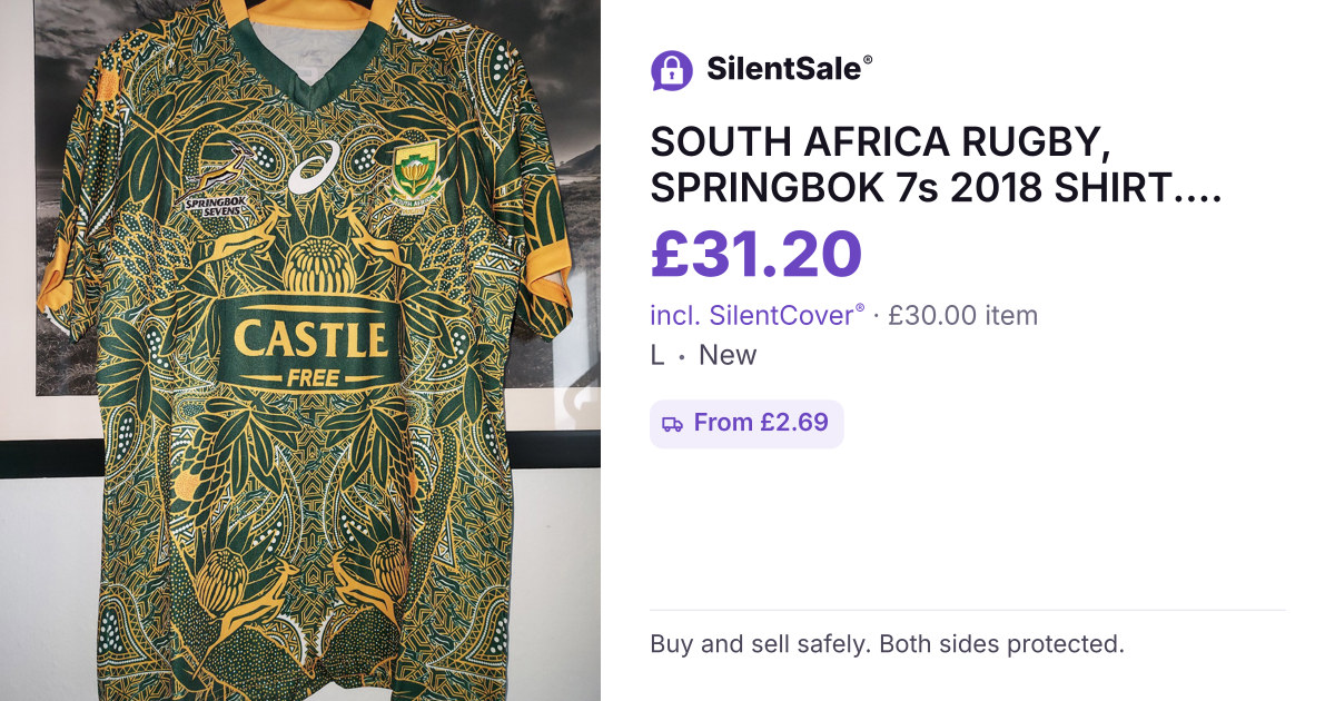 SOUTH AFRICA 🇿🇦 RUGBY, SPRINGBOK 7s 2018 SHIRT. SIZE LARGE.