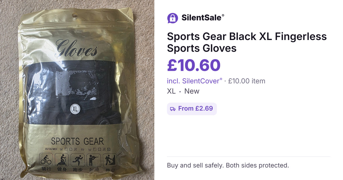 Sports Gear Black XL Fingerless Sports Gloves
