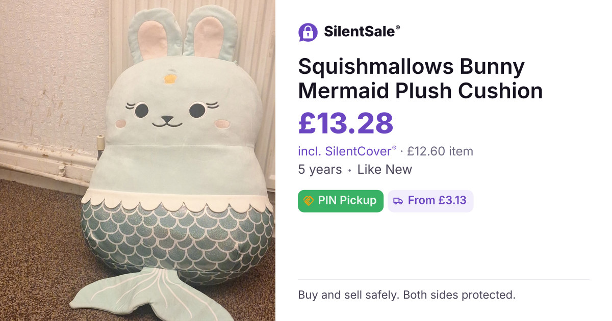 Squishmallows Bunny Mermaid Plush Cushion