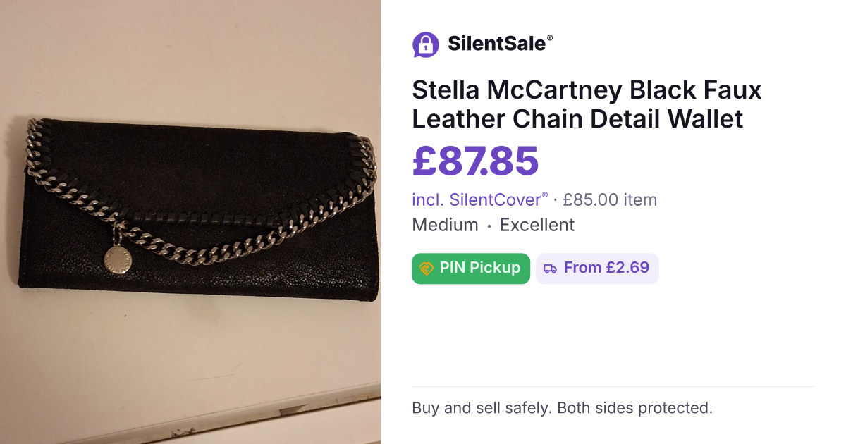 Stella McCartney Black Faux Leather Chain Detail Wallet