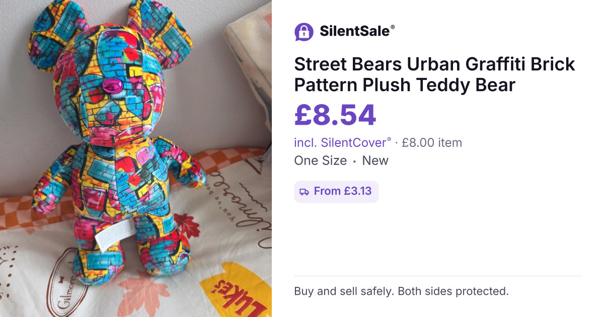 Street Bears Urban Graffiti Brick Pattern Plush Teddy Bear