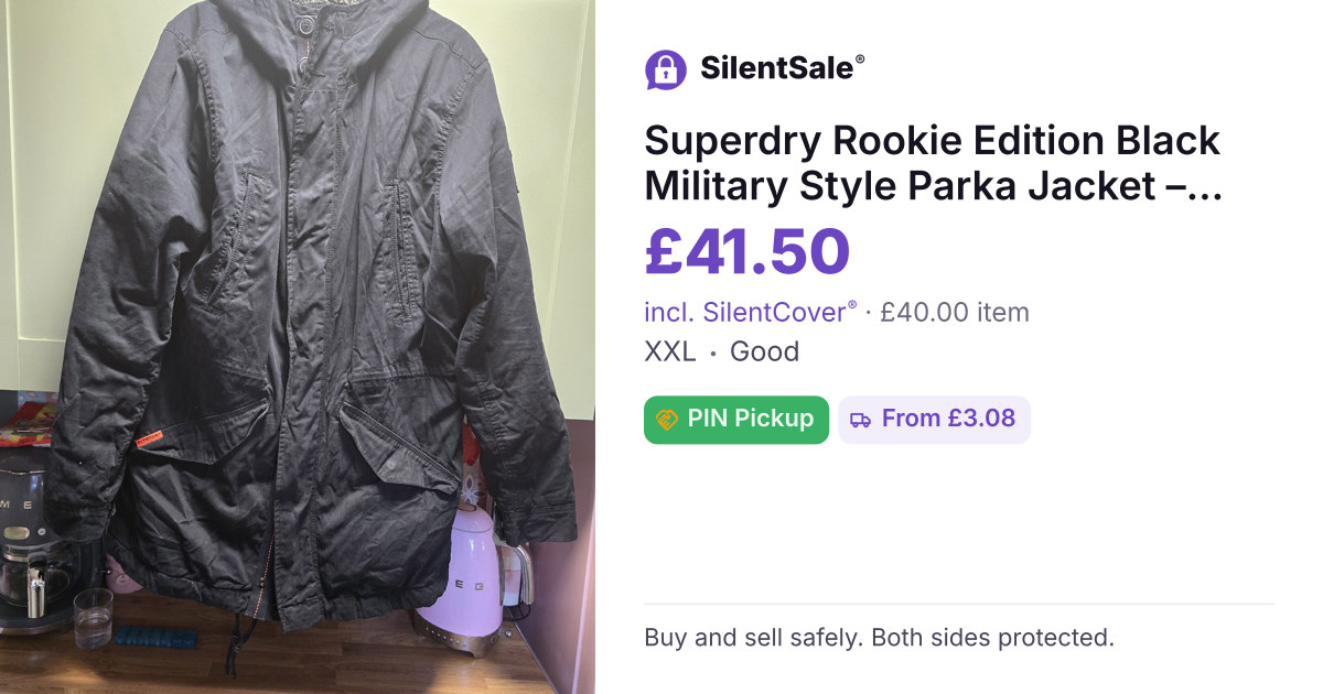 Superdry Rookie Edition Black Military Style Parka Jacket – XXL