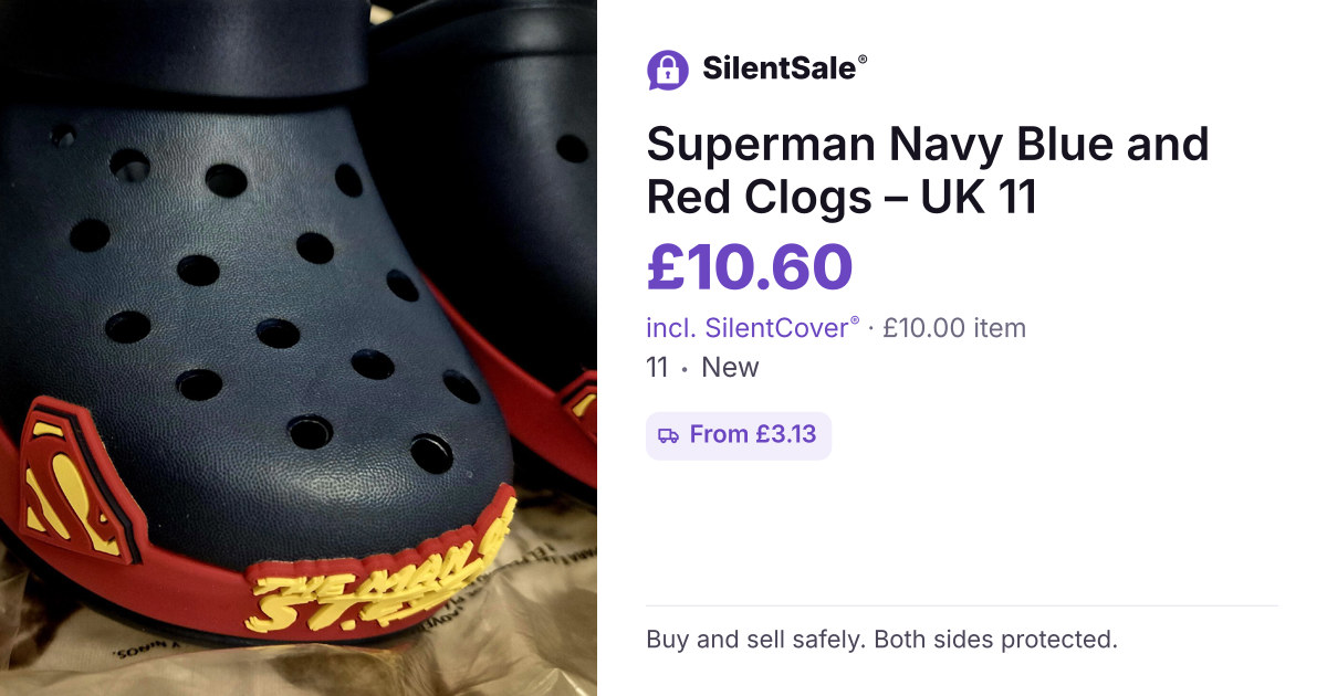 Superman Navy Blue and Red Clogs – UK 11