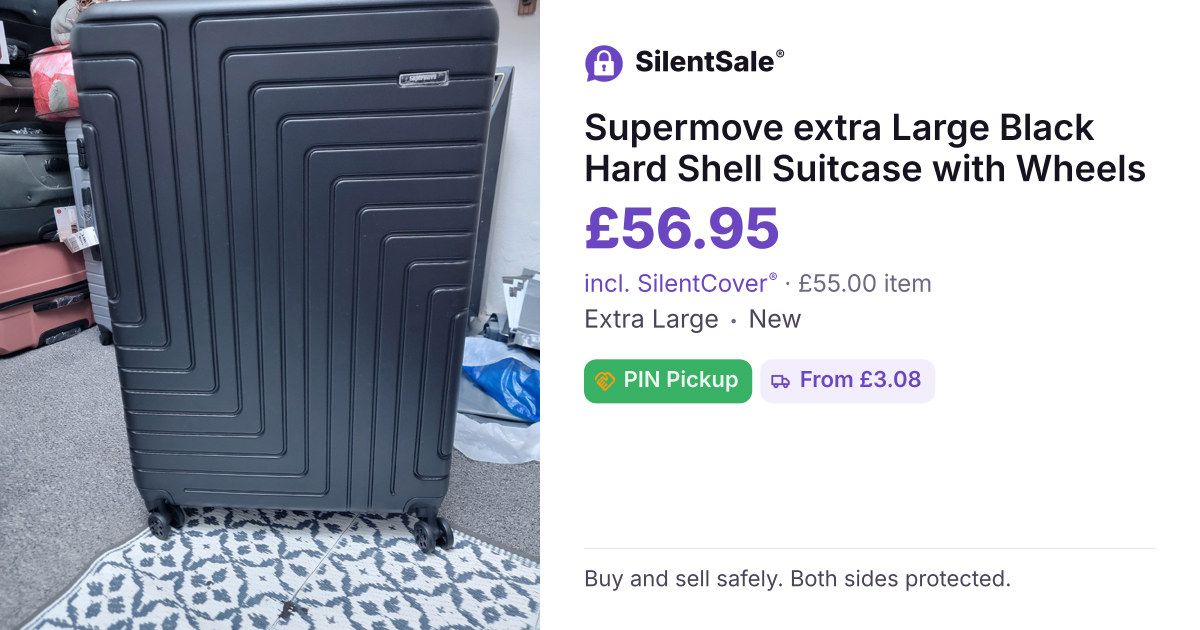 Supermove extra Large Black Hard Shell Suitcase with Wheels