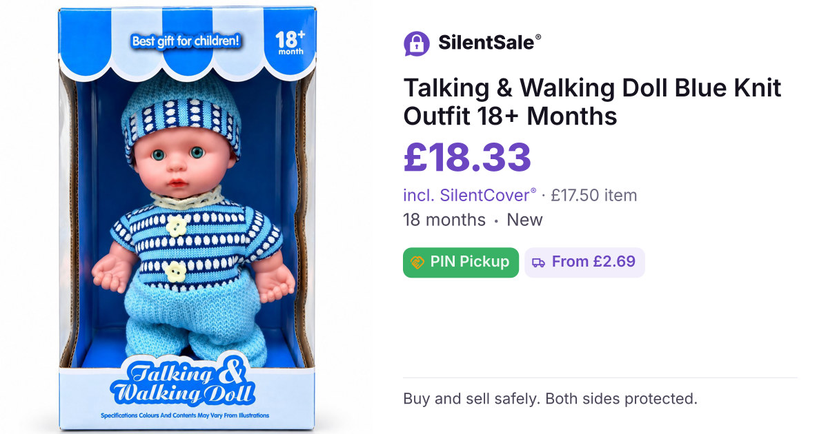 Talking & Walking Doll Blue Knit Outfit 18+ Months
