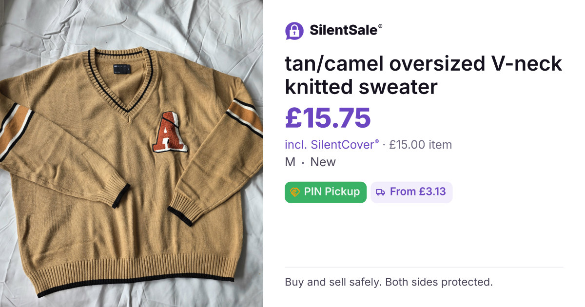 tan/camel oversized V-neck knitted sweater