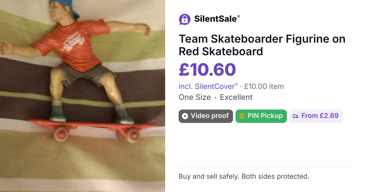 Team Skateboarder Figurine on Red Skateboard