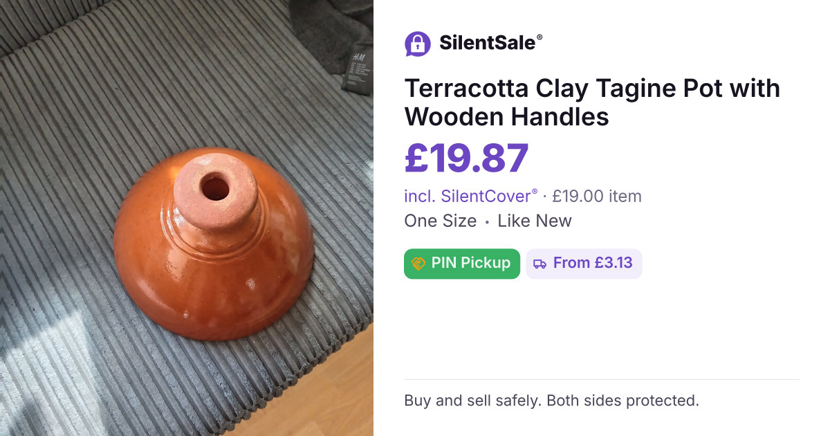 Terracotta Clay Tagine Pot with Wooden Handles