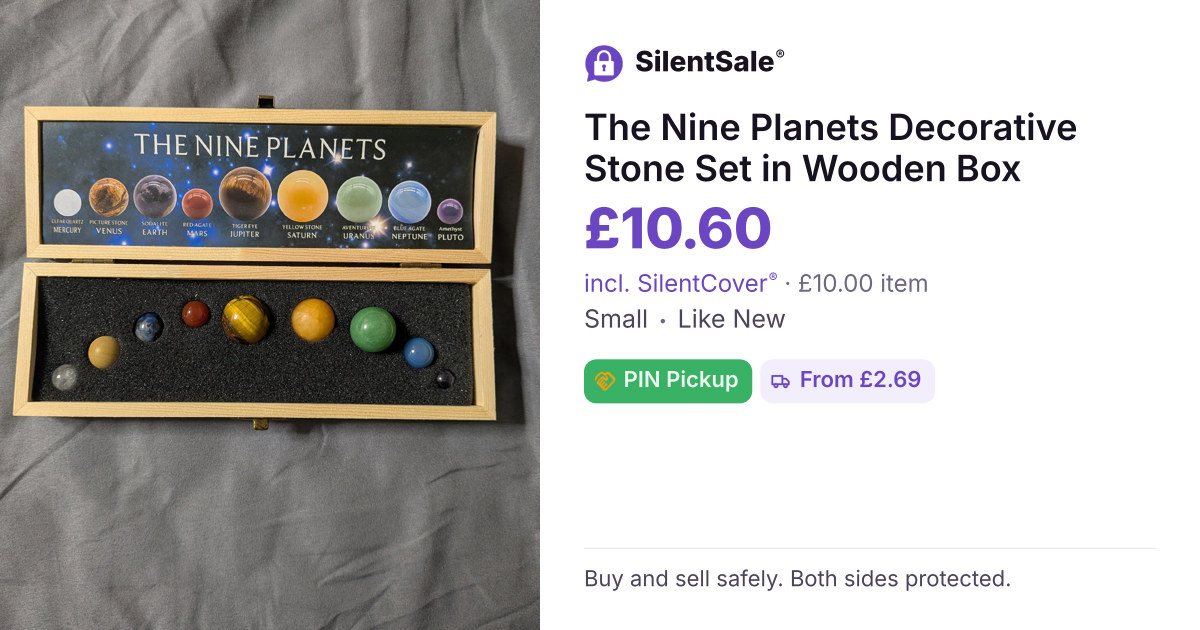 The Nine Planets Decorative Stone Set in Wooden Box