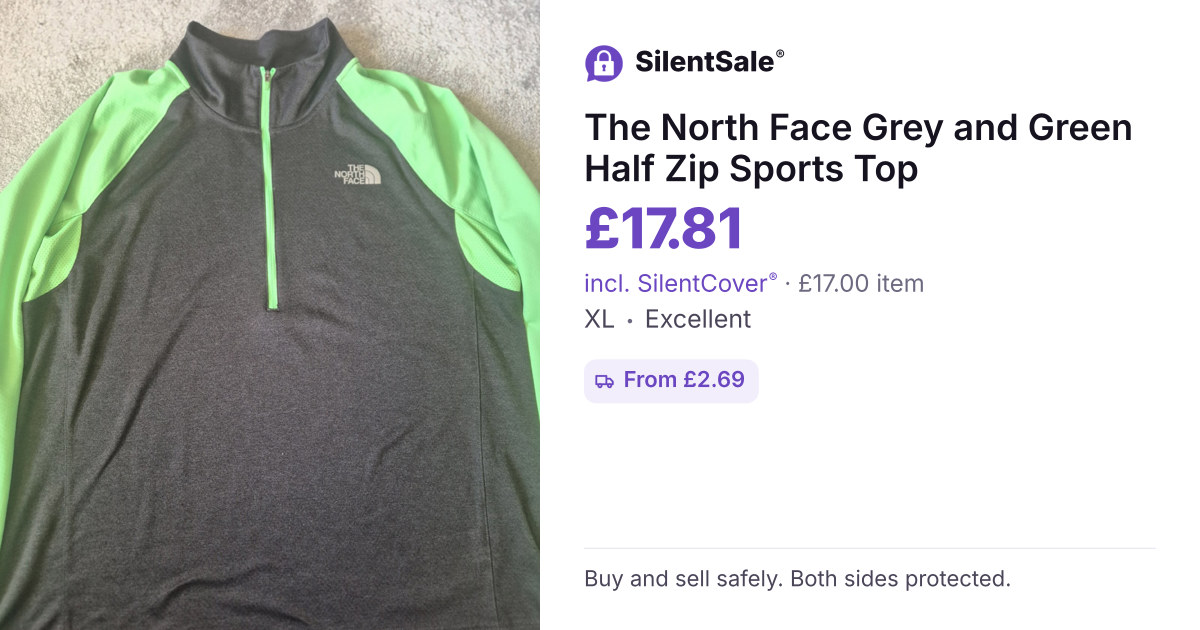 The North Face Grey and Green Half Zip Sports Top