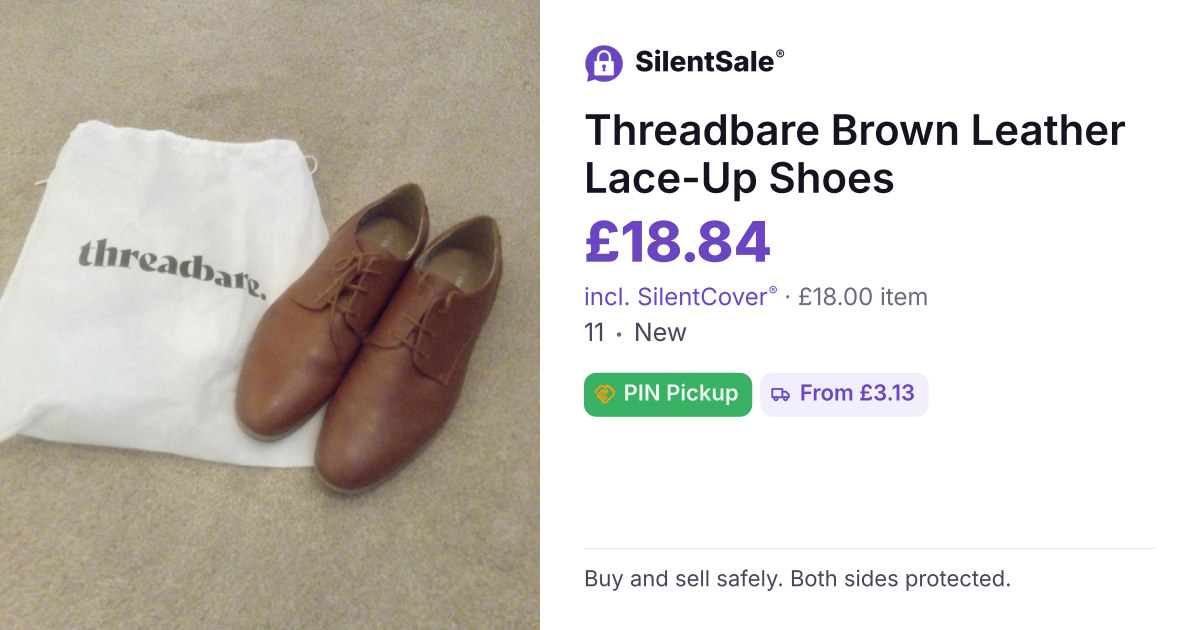 Threadbare Brown Leather Lace-Up Shoes