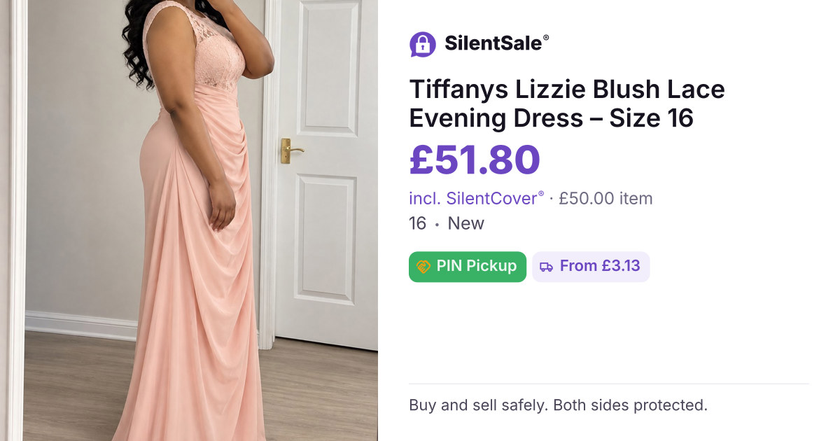 Tiffanys Lizzie Blush Lace Evening Dress – Size 16