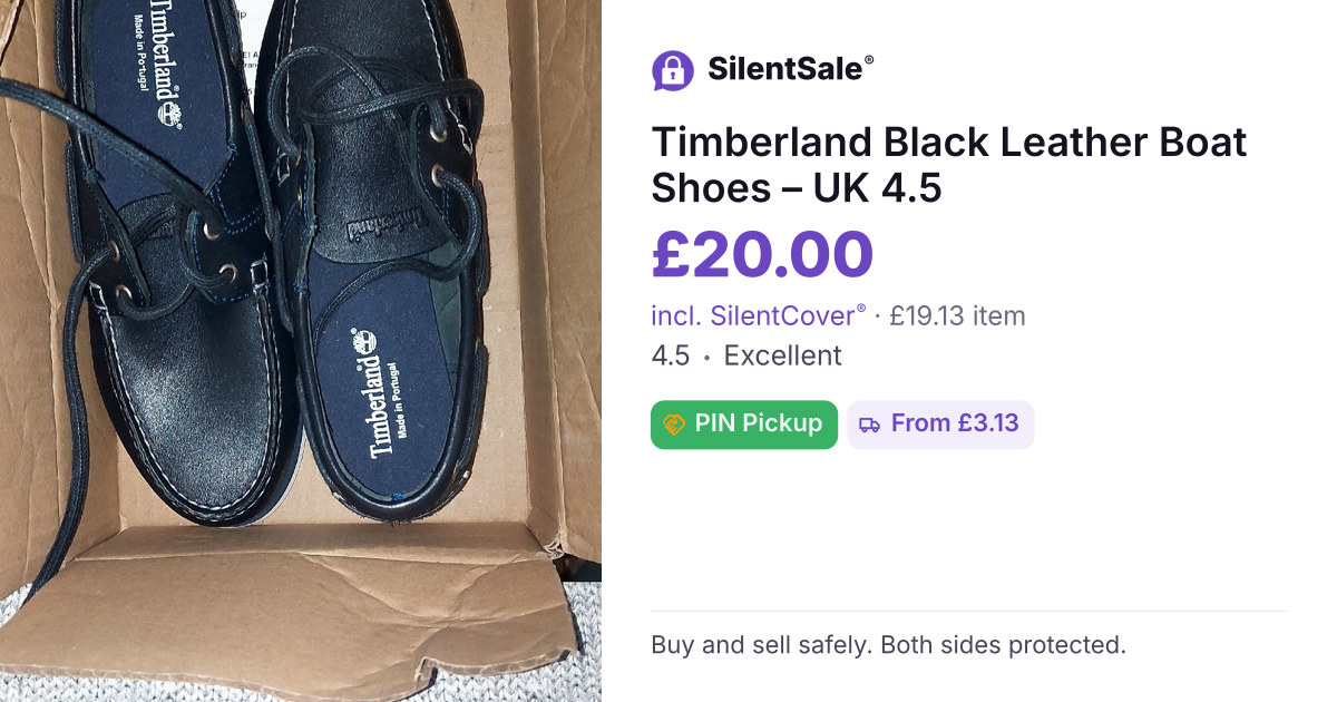 Timberland Black Leather Boat Shoes – UK 4.5
