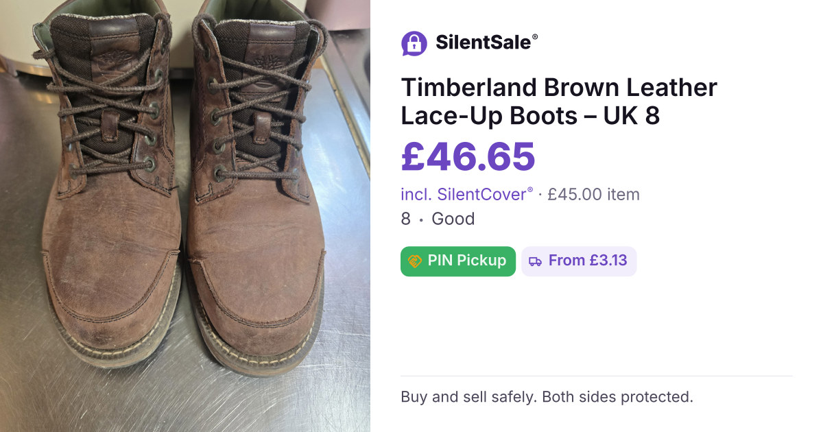 Timberland Brown Leather Lace-Up Boots – UK 8