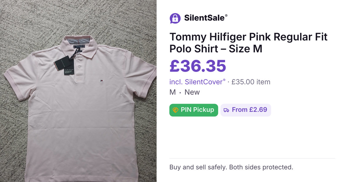 Tommy Hilfiger Pink Regular Fit Polo Shirt – Size M