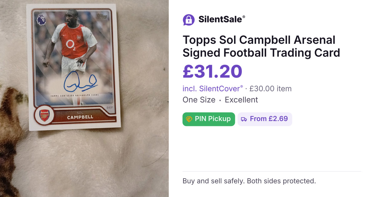 Topps Sol Campbell Arsenal Signed Football Trading Card