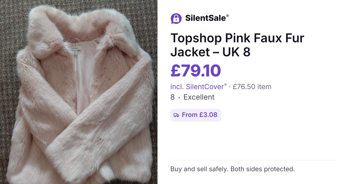 Topshop Pink Faux Fur Jacket – UK 8