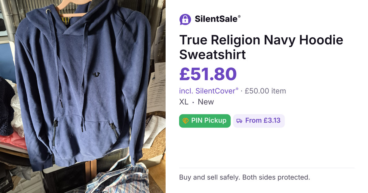 True Religion Navy Hoodie Sweatshirt