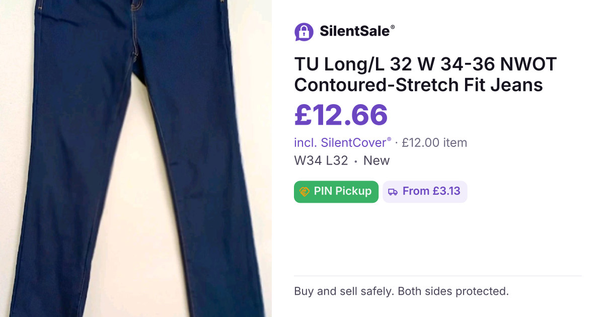 TU Long/L 32 W 34-36 NWOT Contoured-Stretch Fit Jeans