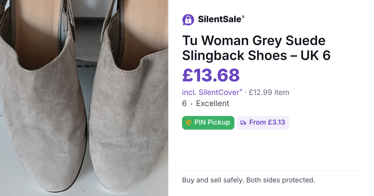 Tu Woman Grey Suede Slingback Shoes – UK 6