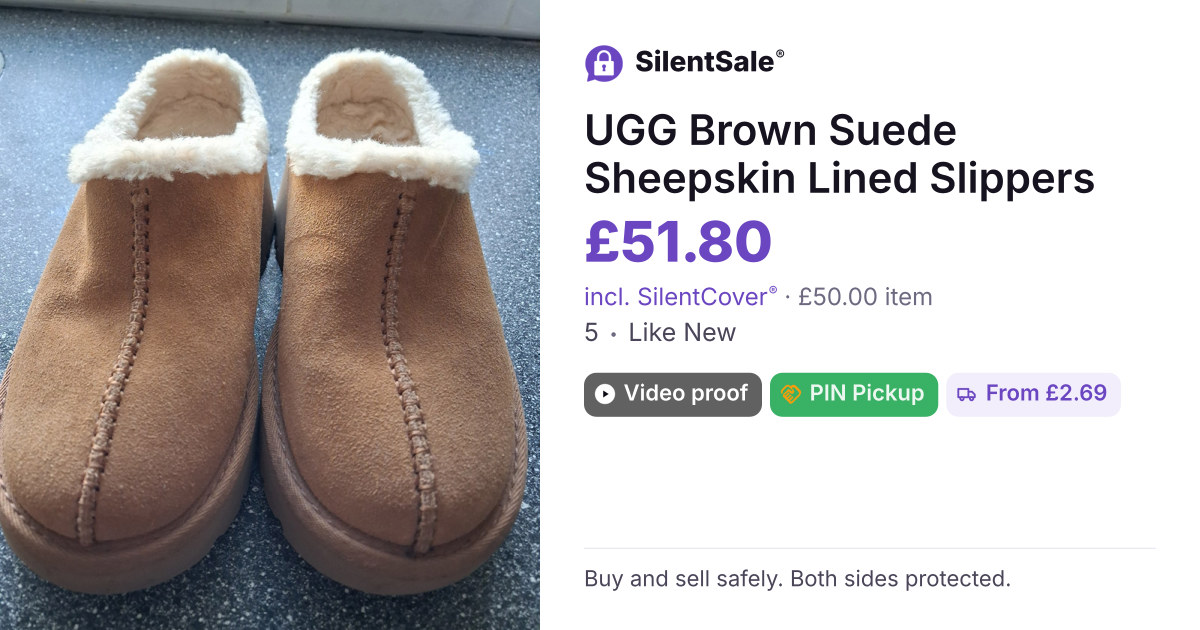 UGG Brown Suede Sheepskin Lined Slippers