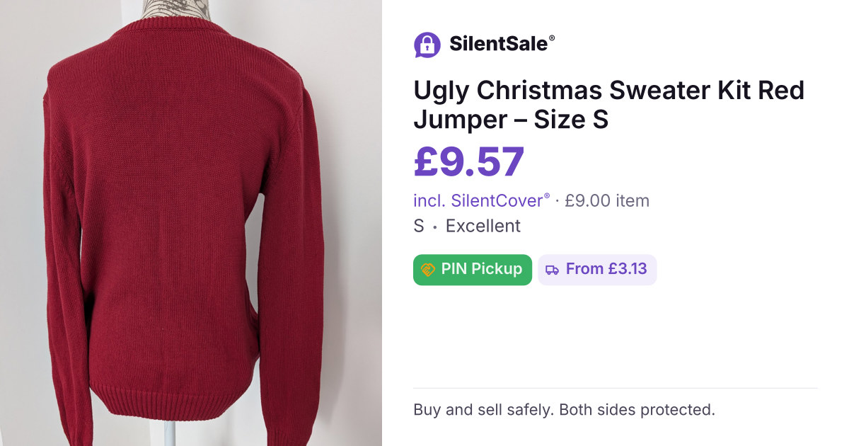 Ugly Christmas Sweater Kit Red Jumper – Size S