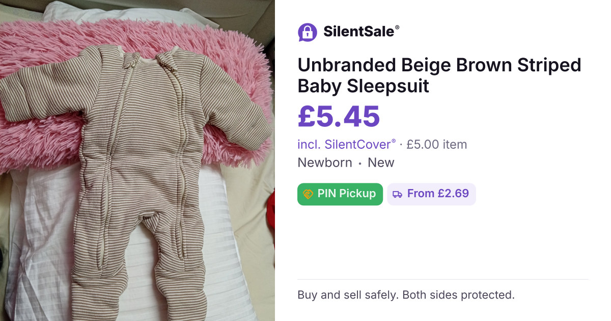 Unbranded Beige Brown Striped Baby Sleepsuit
