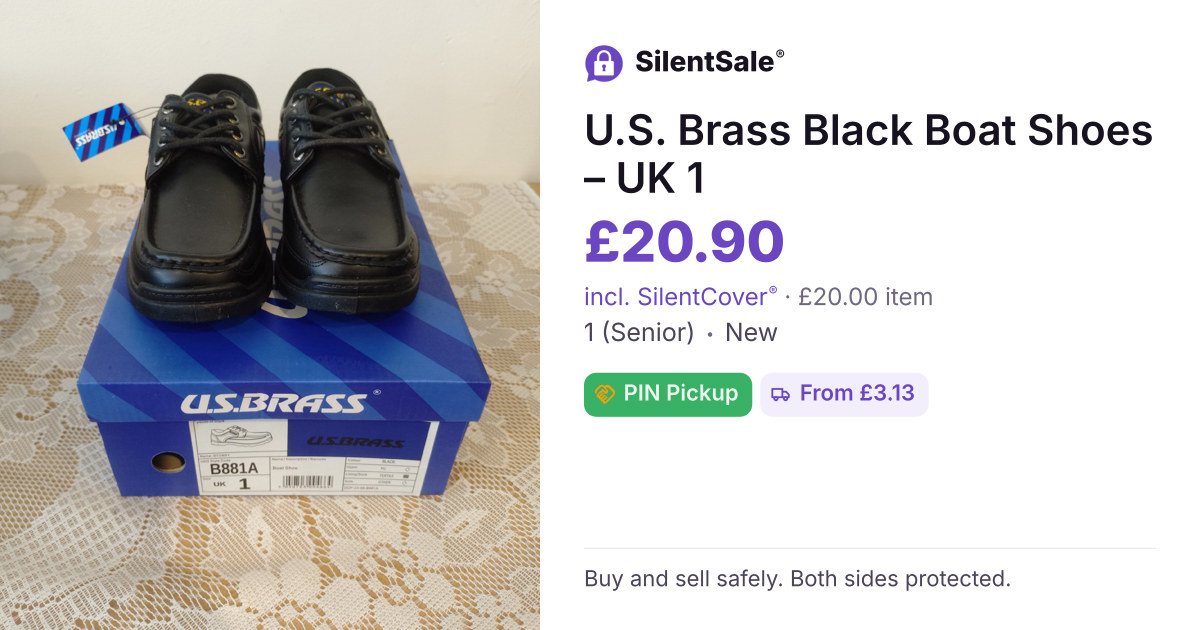 U.S. Brass Black Boat Shoes – UK 1