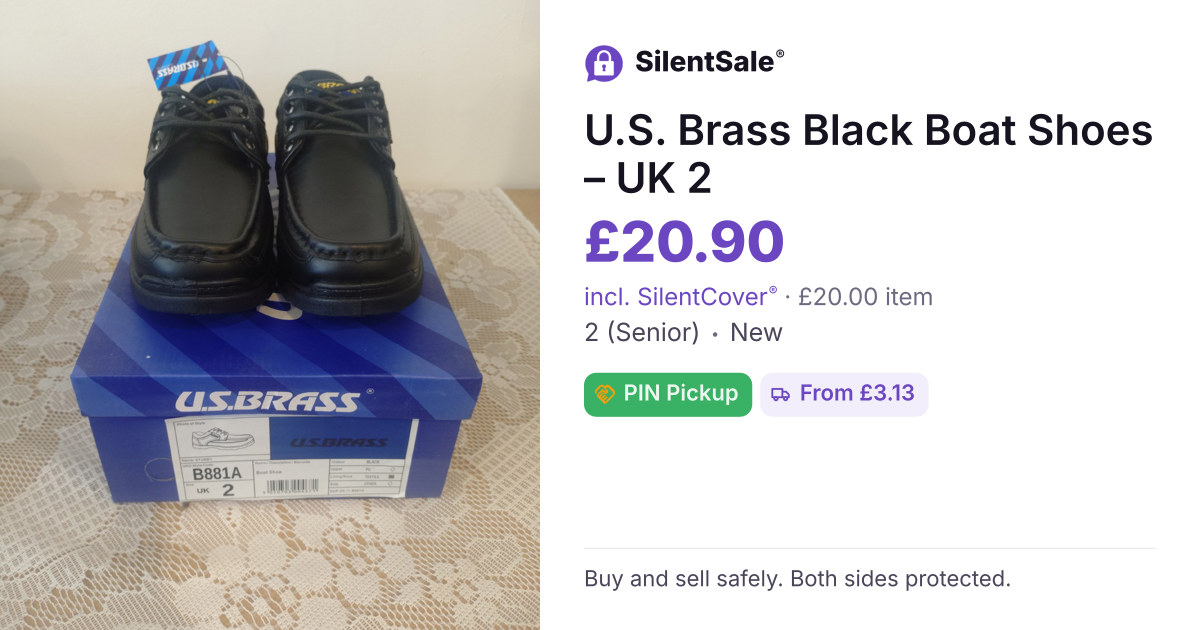 U.S. Brass Black Boat Shoes – UK 2