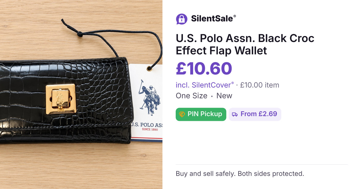 U.S. Polo Assn. Black Croc Effect Flap Wallet