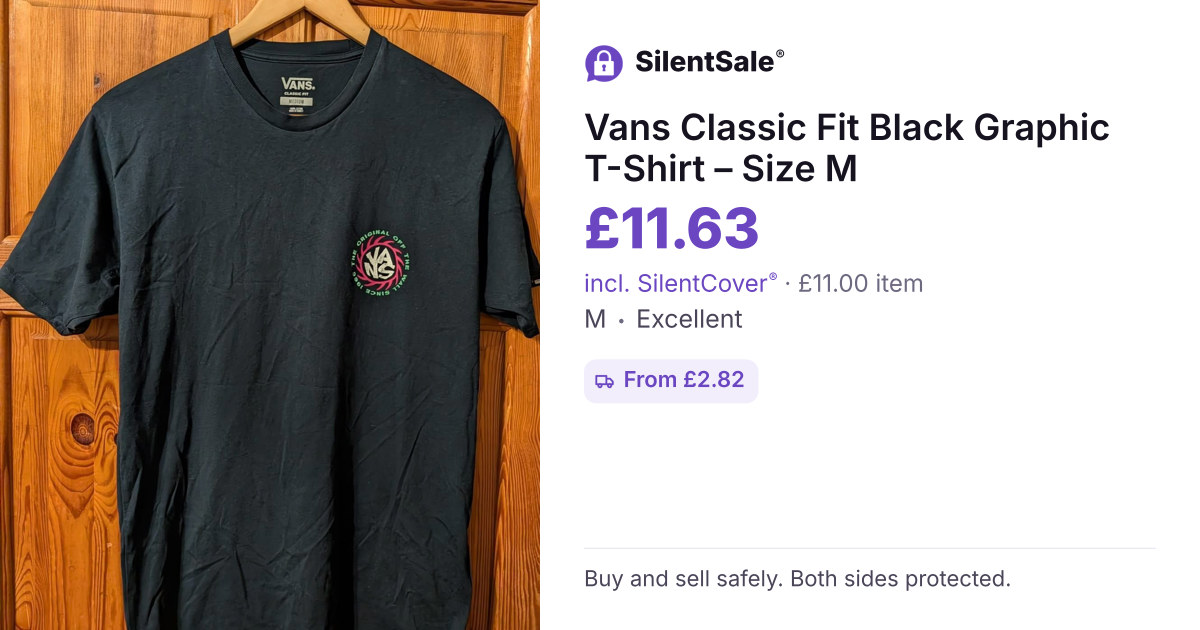 Vans Classic Fit Black Graphic T-Shirt – Size M