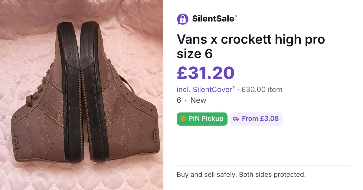 Vans x crockett high pro size 6