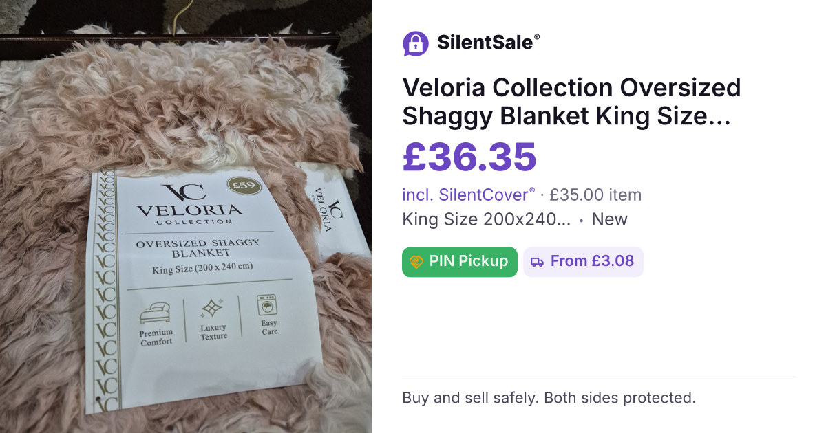 Veloria Collection Oversized Shaggy Blanket King Size 200x240 cm