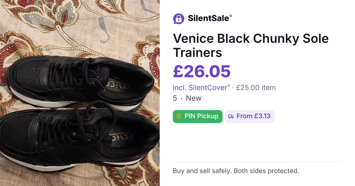 Venice Black Chunky Sole Trainers